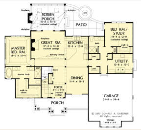 Main Floor w/ Basement Stair Location for House Plan #2865-00349
