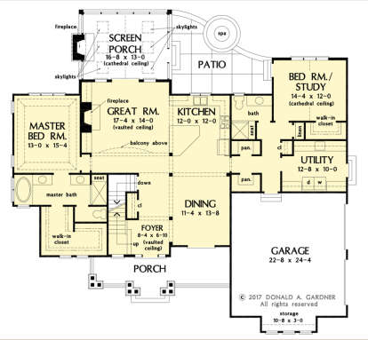 Main Floor w/ Basement Stair Location for House Plan #2865-00349