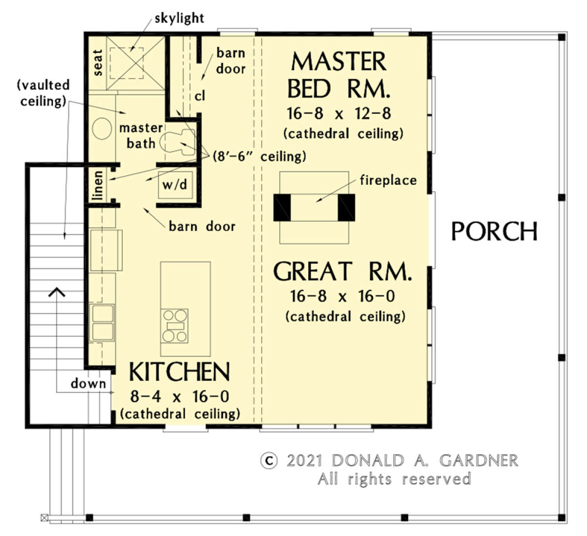 Main Floor w/ Basement Stair Location for House Plan #2865-00350