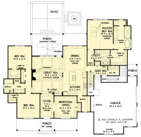 Main Floor w/ Basement Stair Location for House Plan #2865-00351