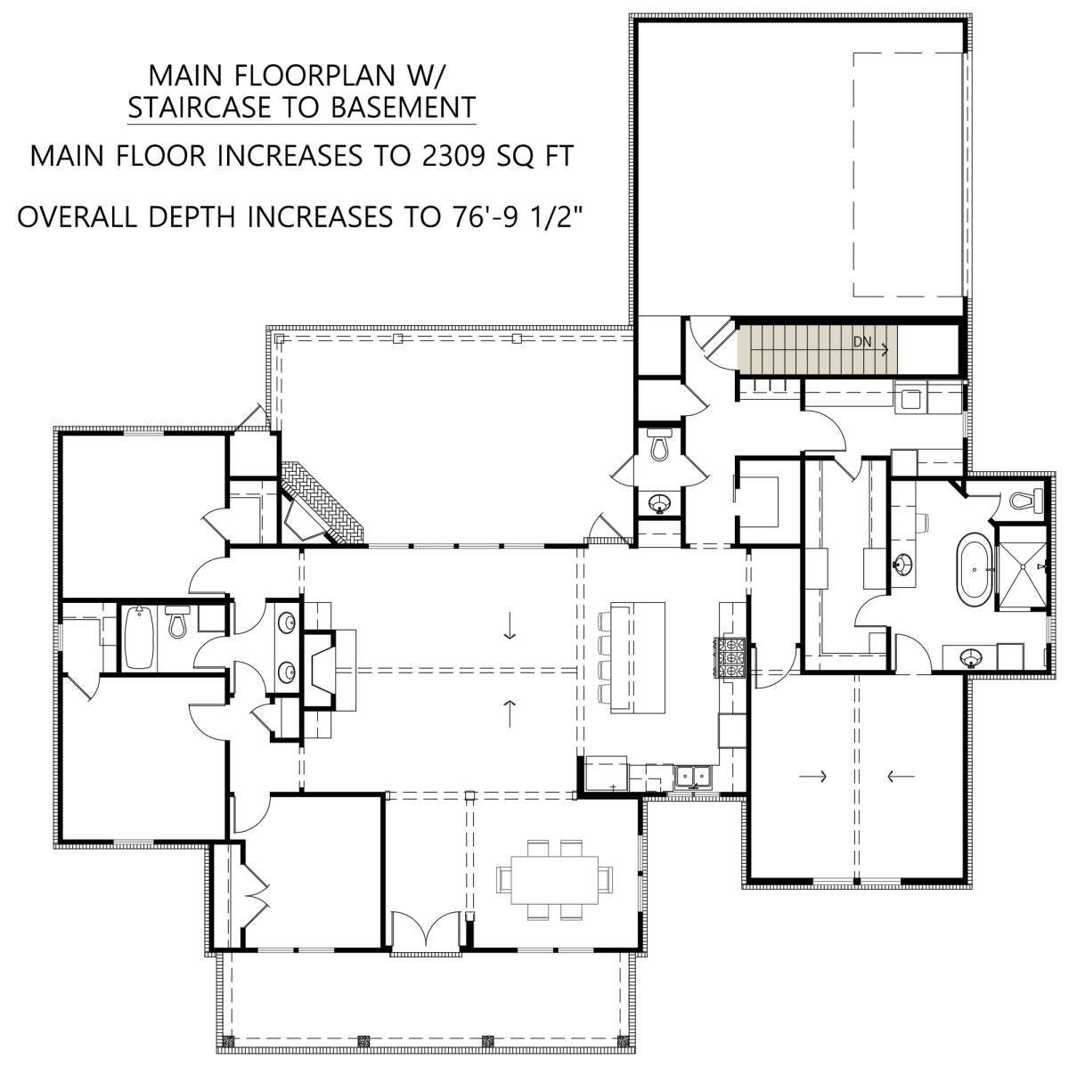Main Floor w/ Basement Stair Location for House Plan #4534-00089