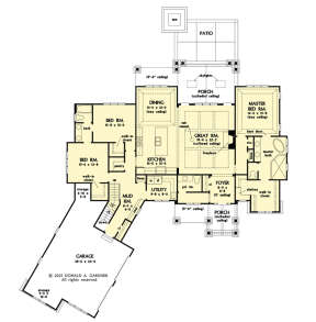 Main Floor w/ Basement Stair Location for House Plan #2865-00352