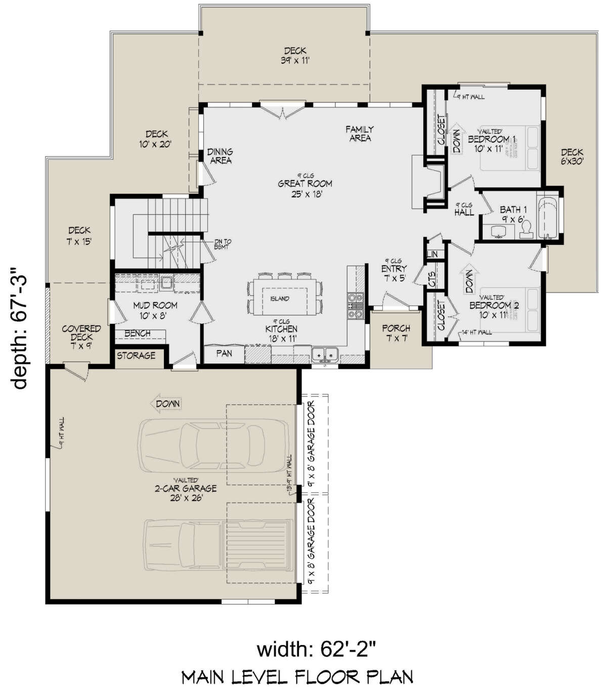 Contemporary Plan: 2,120 Square Feet, 3 Bedrooms, 2 Bathrooms - 940-00670