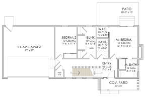 Main Floor w/ Basement Stair Location for House Plan #6422-00012