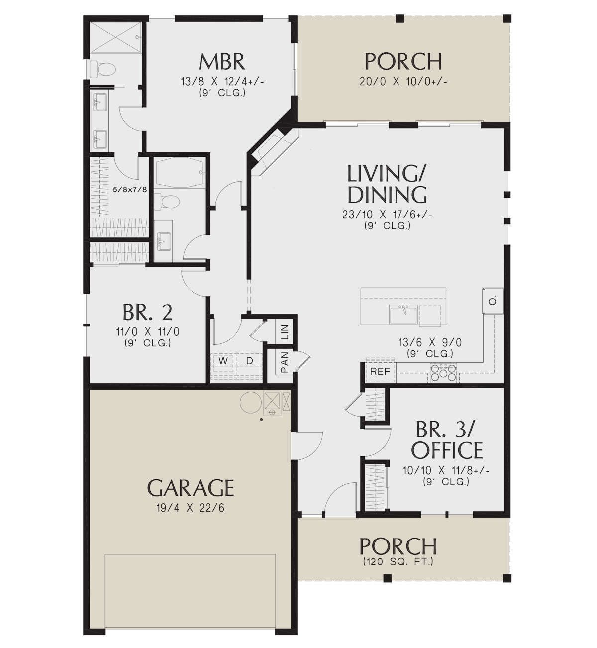 Modern Farmhouse Plan: 1,446 Square Feet, 3 Bedrooms, 2 Bathrooms