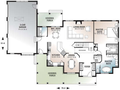 Main Floor for House Plan #034-00025