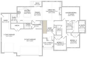 Main Floor w/ Basement Stair Location for House Plan #6422-00016