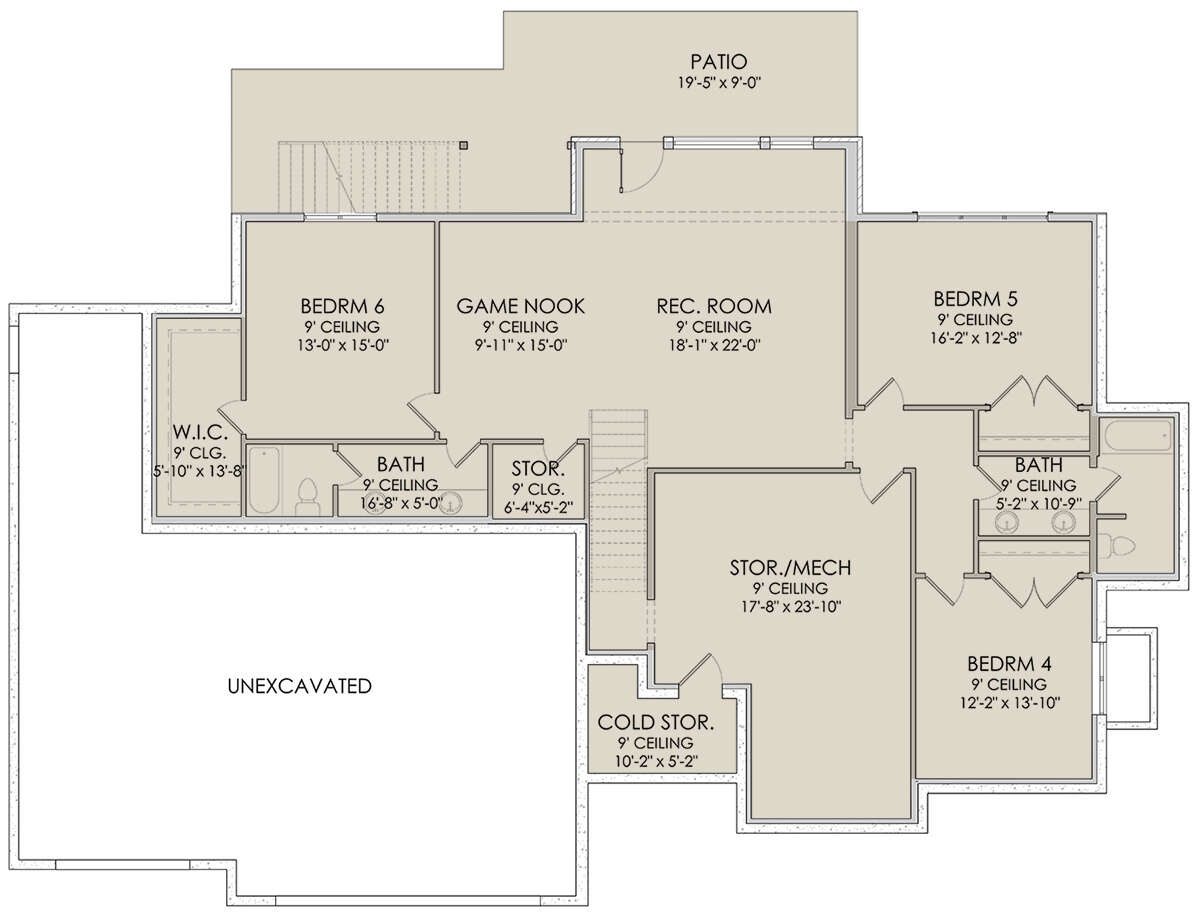 Walkout Basement for House Plan #6422-00016
