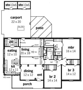 Floorplan 1 for House Plan #048-00223