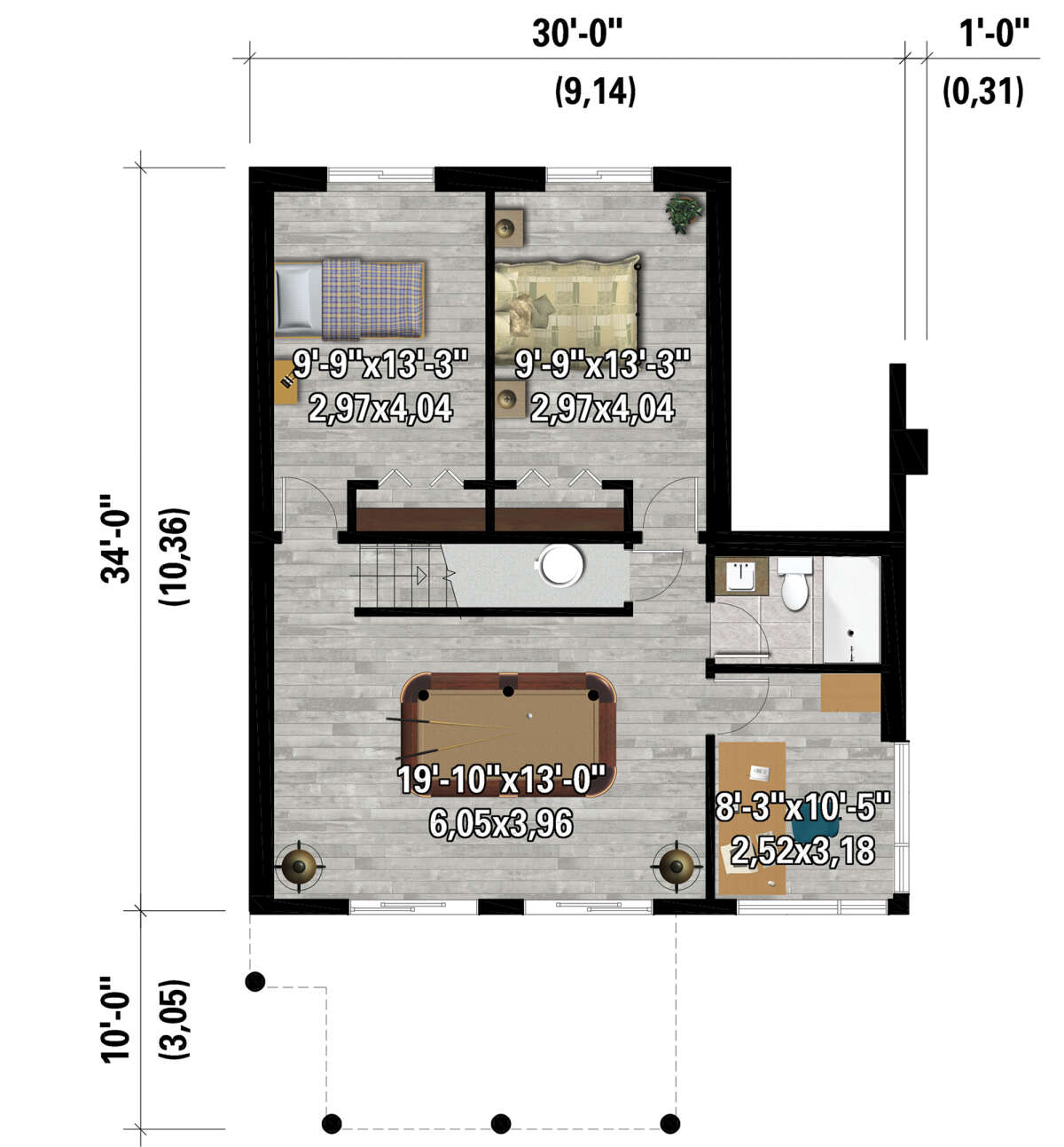 Basement for House Plan #6146-00540