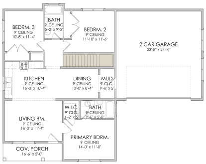 Main Floor w/ Basement Stair Location for House Plan #6422-00020