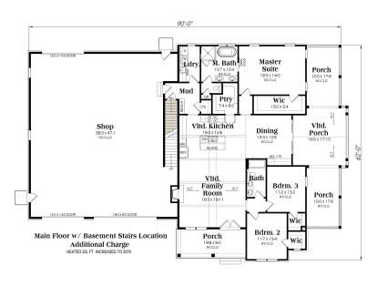 Main Floor w/ Basement Stairs Location for House Plan #009-00318