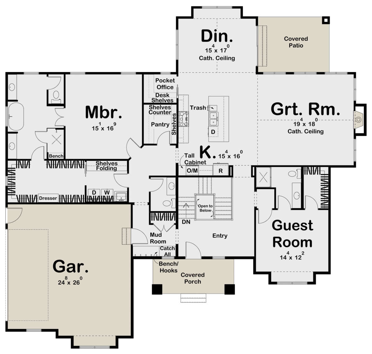 Craftsman Plan: 2,435 Square Feet, 2 Bedrooms, 2.5 Bathrooms - 963-00714