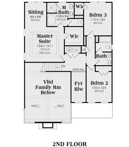 Second Floor for House Plan #009-00123