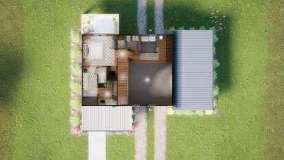 Overhead Second Floor for House Plan #7174-00006