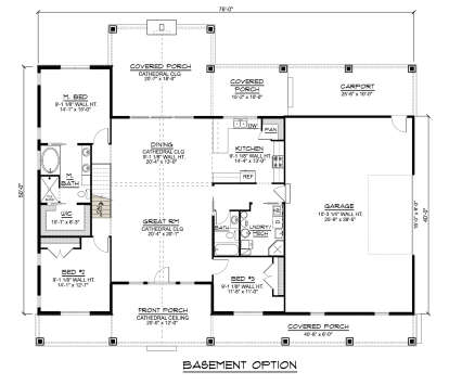 Main Floor w/ Basement Stairs Location for House Plan #5032-00200