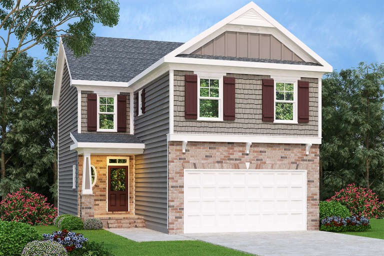 Narrow Lot House Plan #009-00124 Elevation Photo