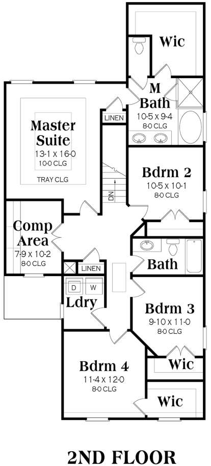 Second Floor for House Plan #009-00124