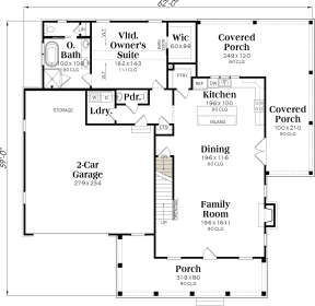 Main Floor w/ Basement Stair Location for House Plan #009-00319