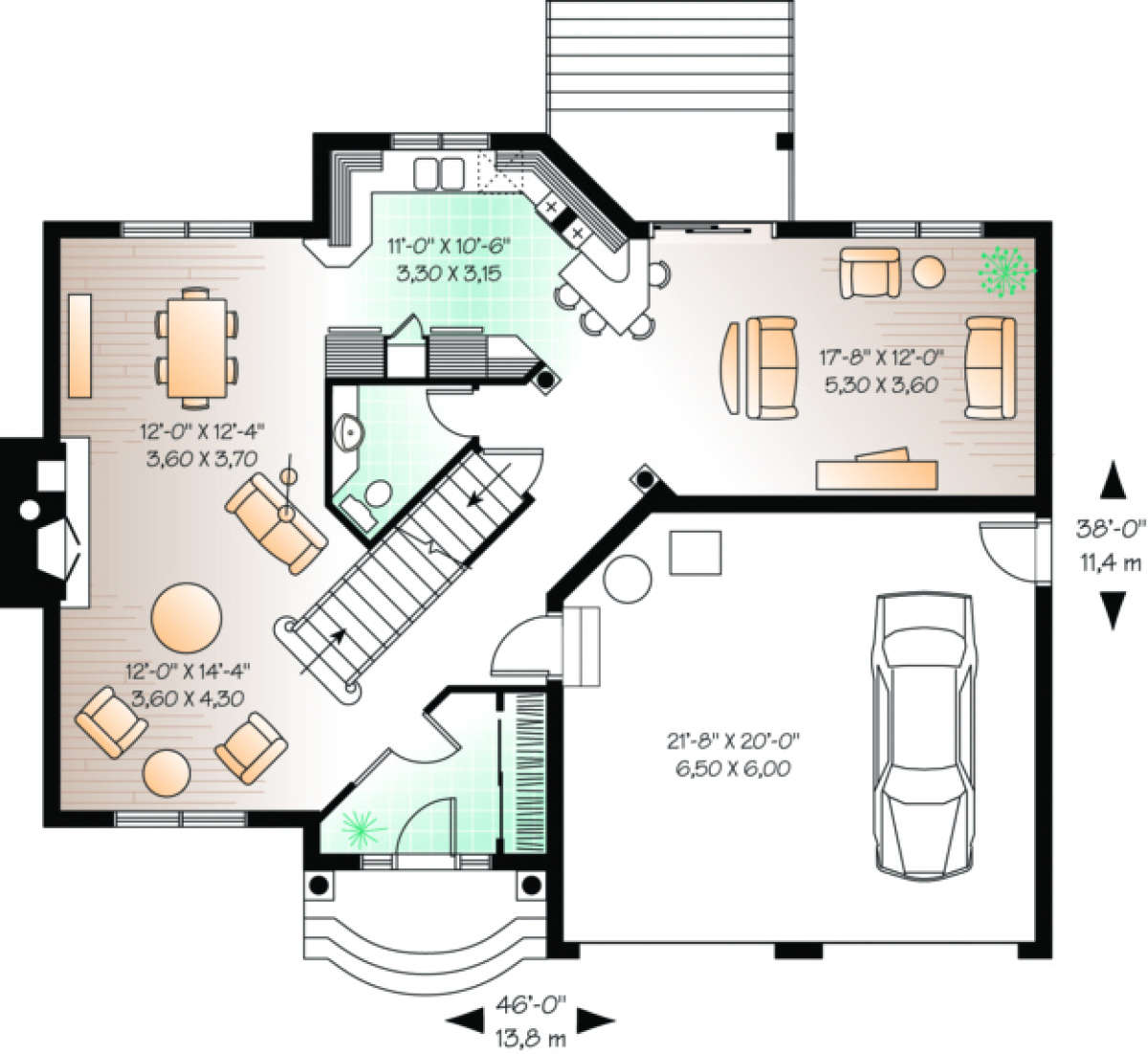 First Floor for House Plan #034-00026
