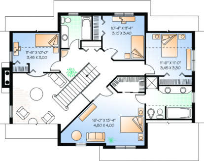 Second Floor for House Plan #034-00026