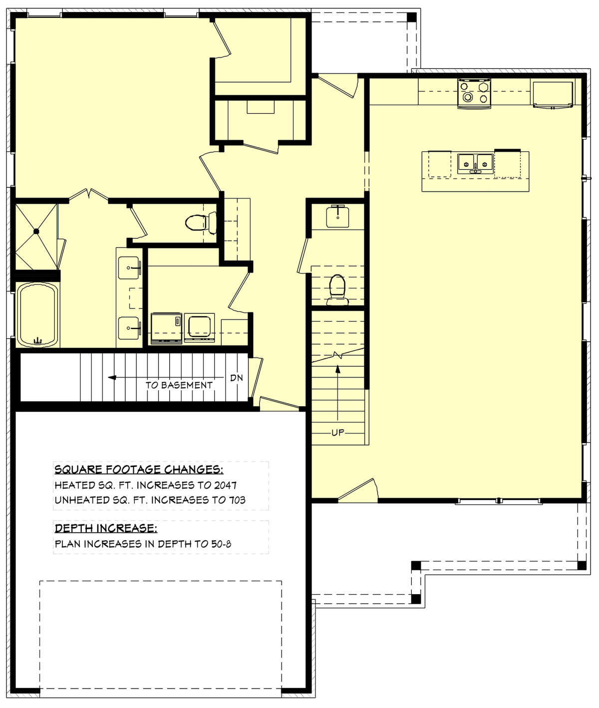 Main Floor w/ Basement Stair Location for House Plan #041-00317
