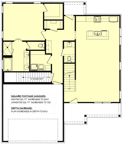 Main Floor w/ Basement Stair Location for House Plan #041-00317