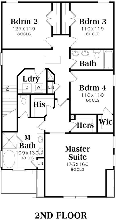 Second Floor for House Plan #009-00128