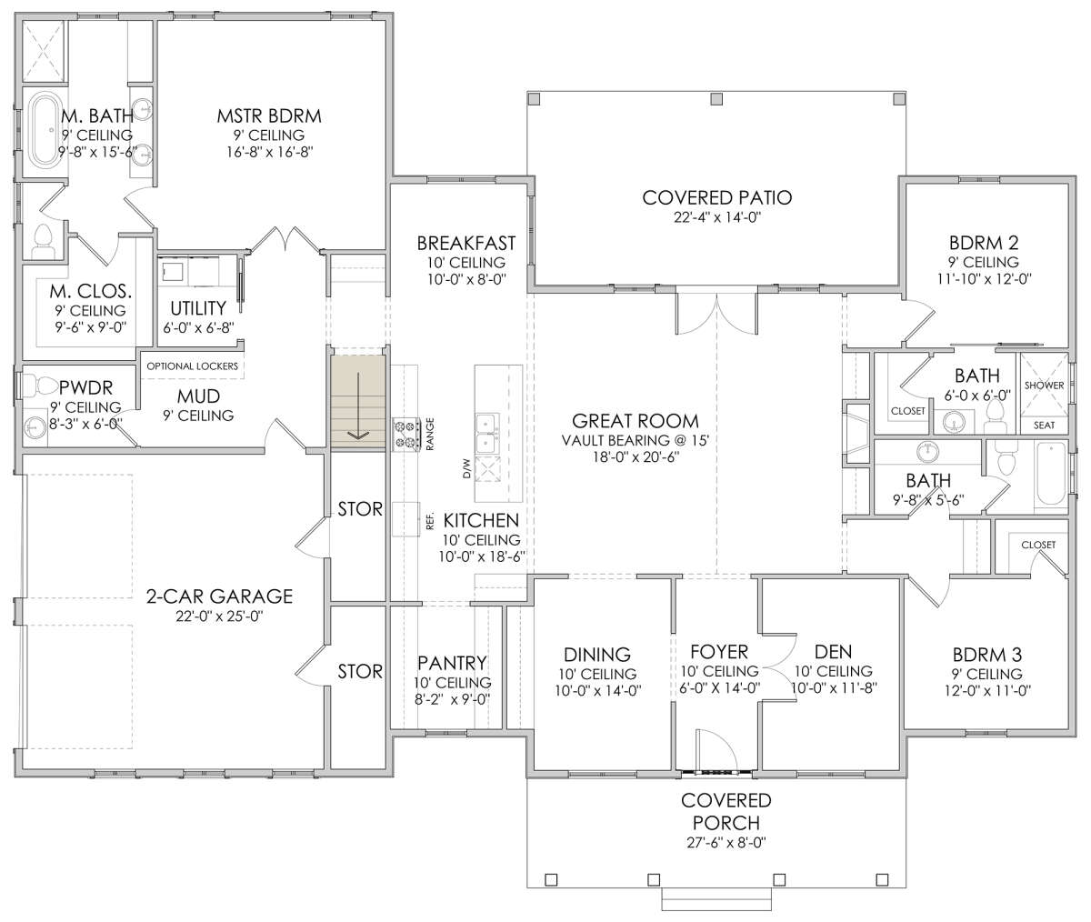 Main Floor w/ Basement Stair Location for House Plan #6422-00024