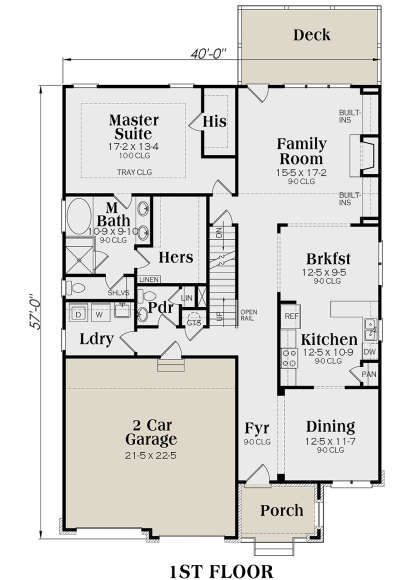 Main Floor for House Plan #009-00129