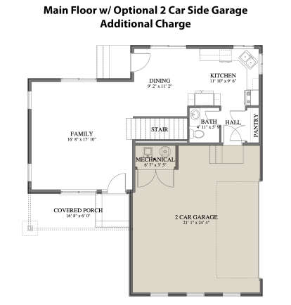 Main Floor w/ Optional 2 Car Side Garage for House Plan #2802-00188