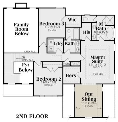 Second Floor for House Plan #009-00130