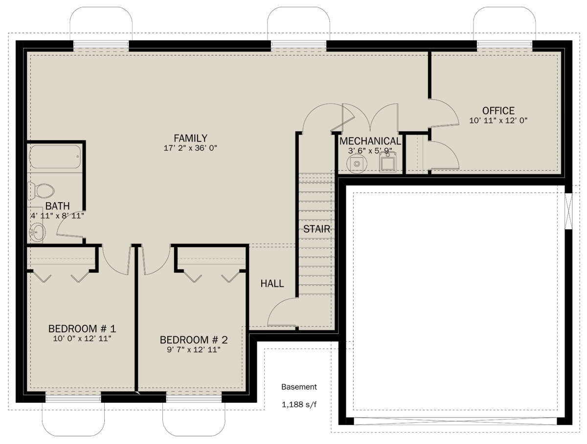 Basement for House Plan #2802-00189