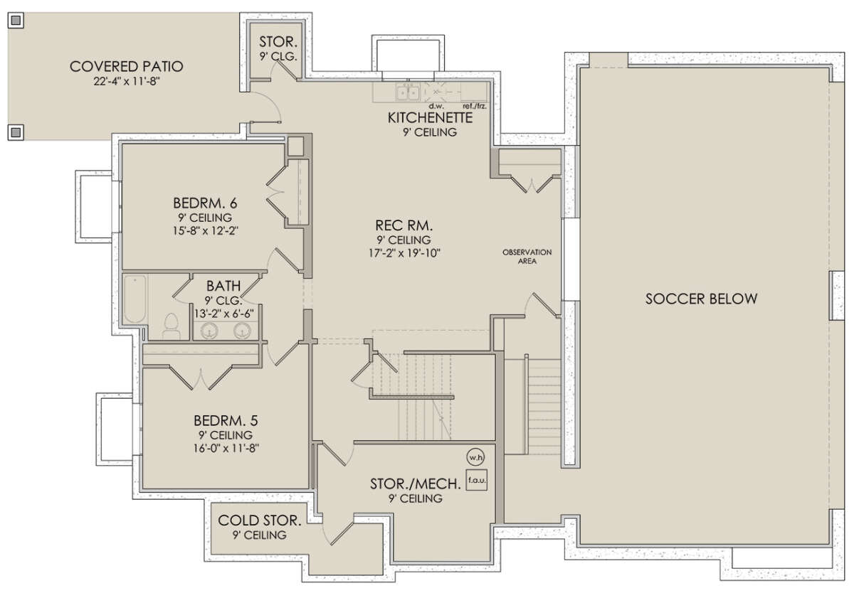 Walkout Basement for House Plan #6422-00030