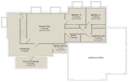 In Ground Basement for House Plan #6422-00033