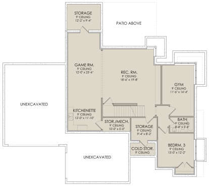 In Ground Basement for House Plan #6422-00039