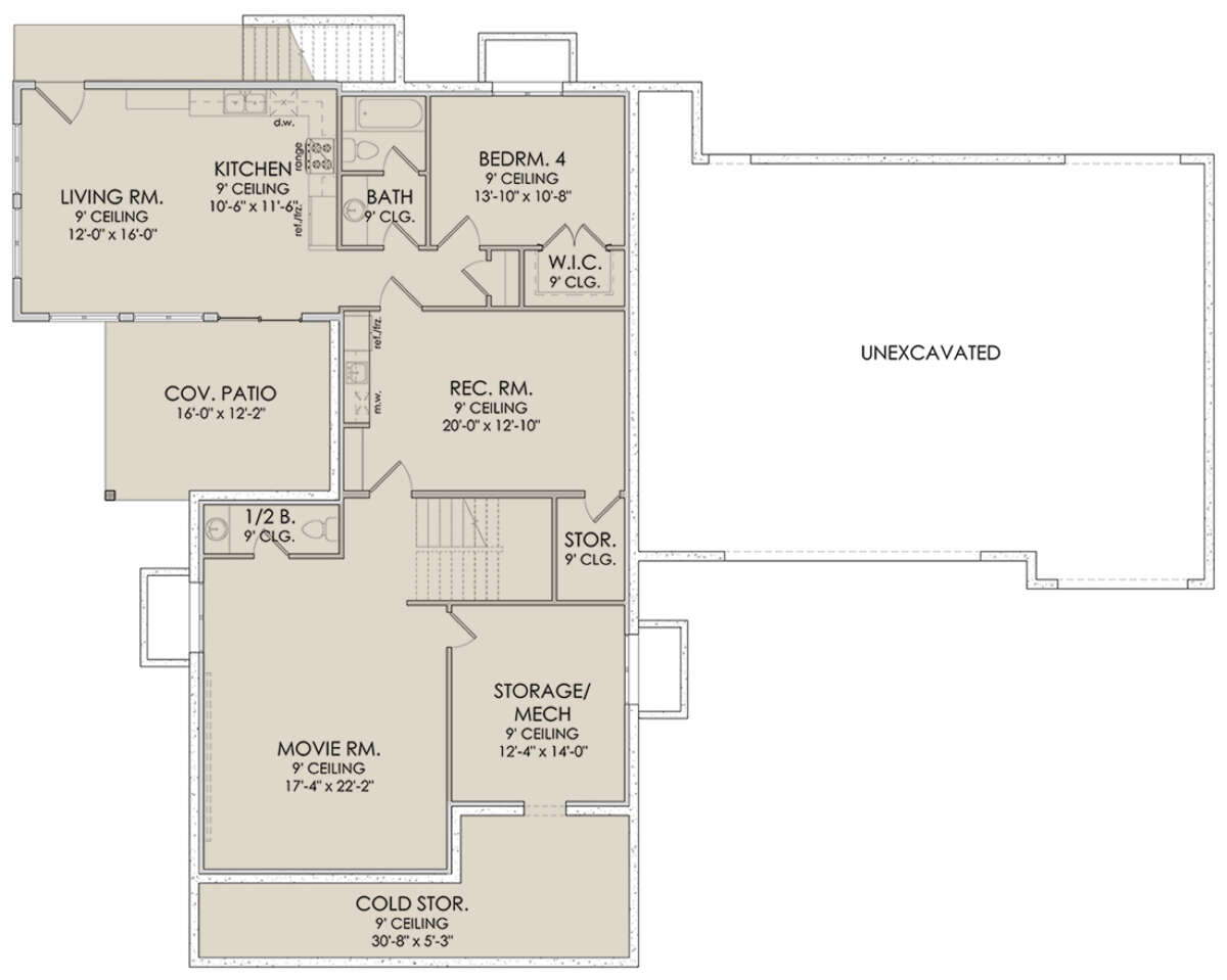 Walkout Basement for House Plan #6422-00040