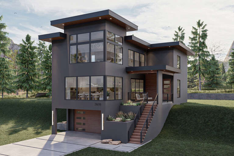 House Plan House Plan #28392 Angled Front Elevation
