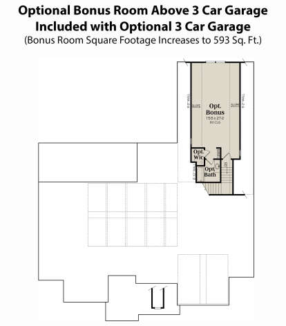 Bonus Room w/ 3 Car Side Garage Option for House Plan #009-00323