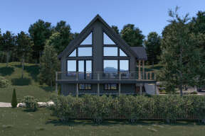 Lake Front House Plan #2464-00061 Elevation Photo