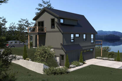 Lake Front House Plan #2464-00061 Elevation Photo