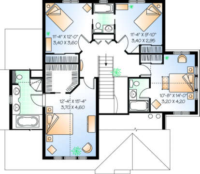 Second Floor for House Plan #034-00027