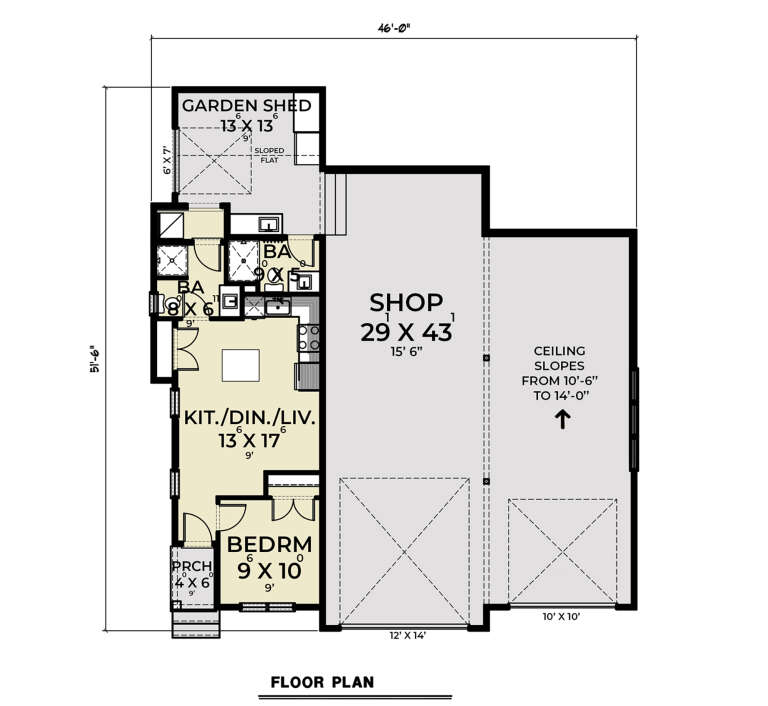 Modern 2 Car Garage Plan - 1,915 Square Feet, 1 Bedroom, 2 Bathrooms ...