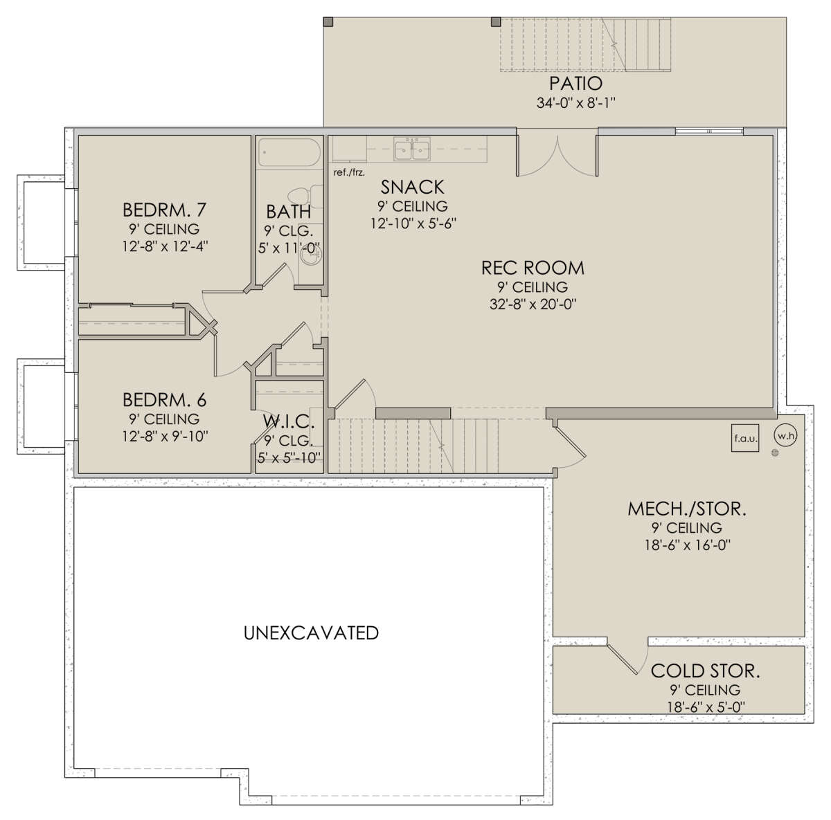 Walkout Basement for House Plan #6422-00046