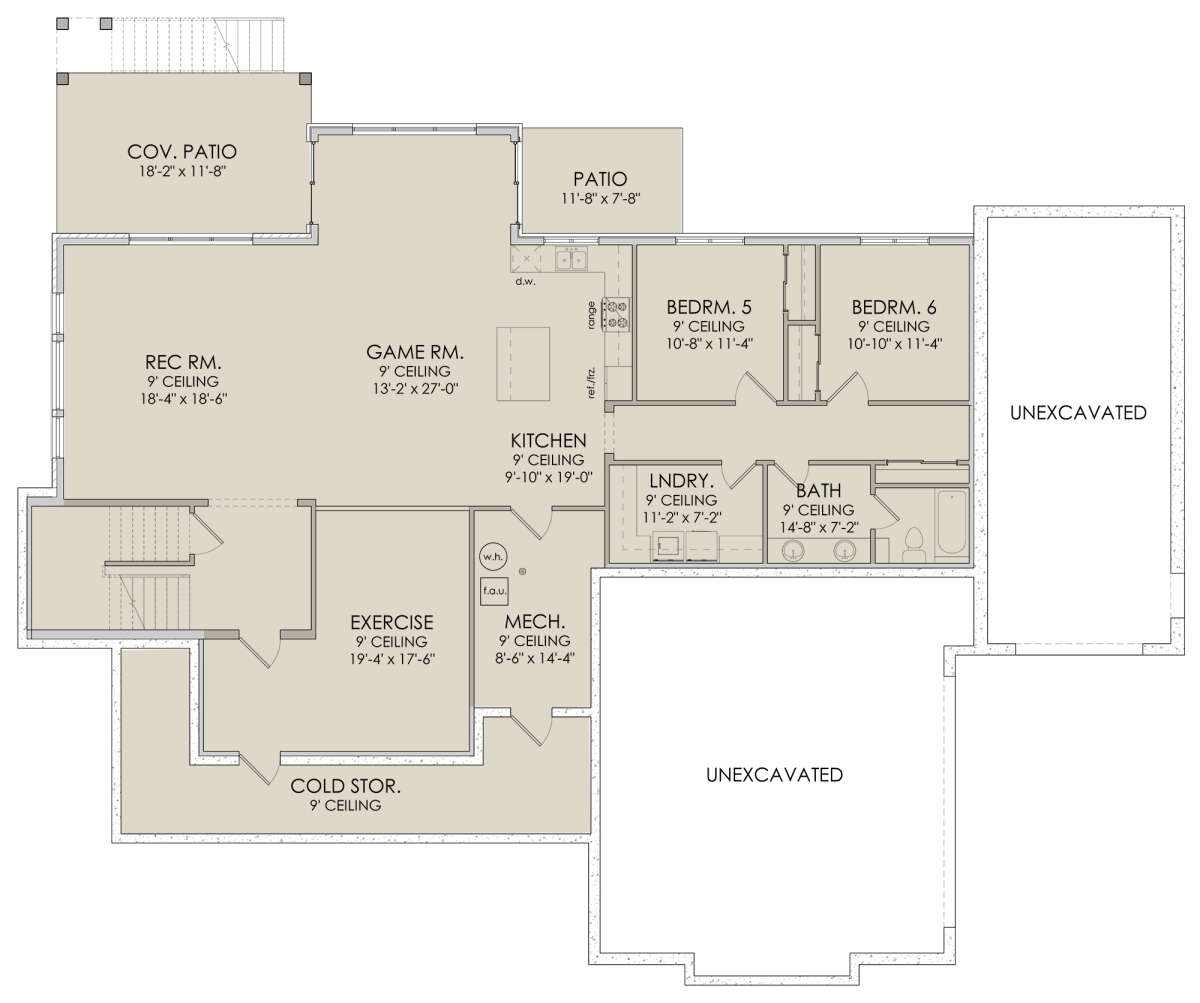 Walkout Basement for House Plan #6422-00048