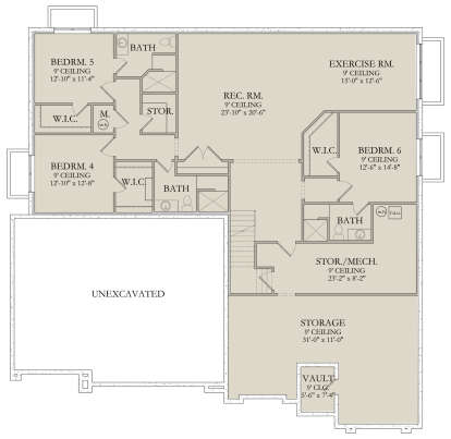 In Ground Basement for House Plan #6422-00050