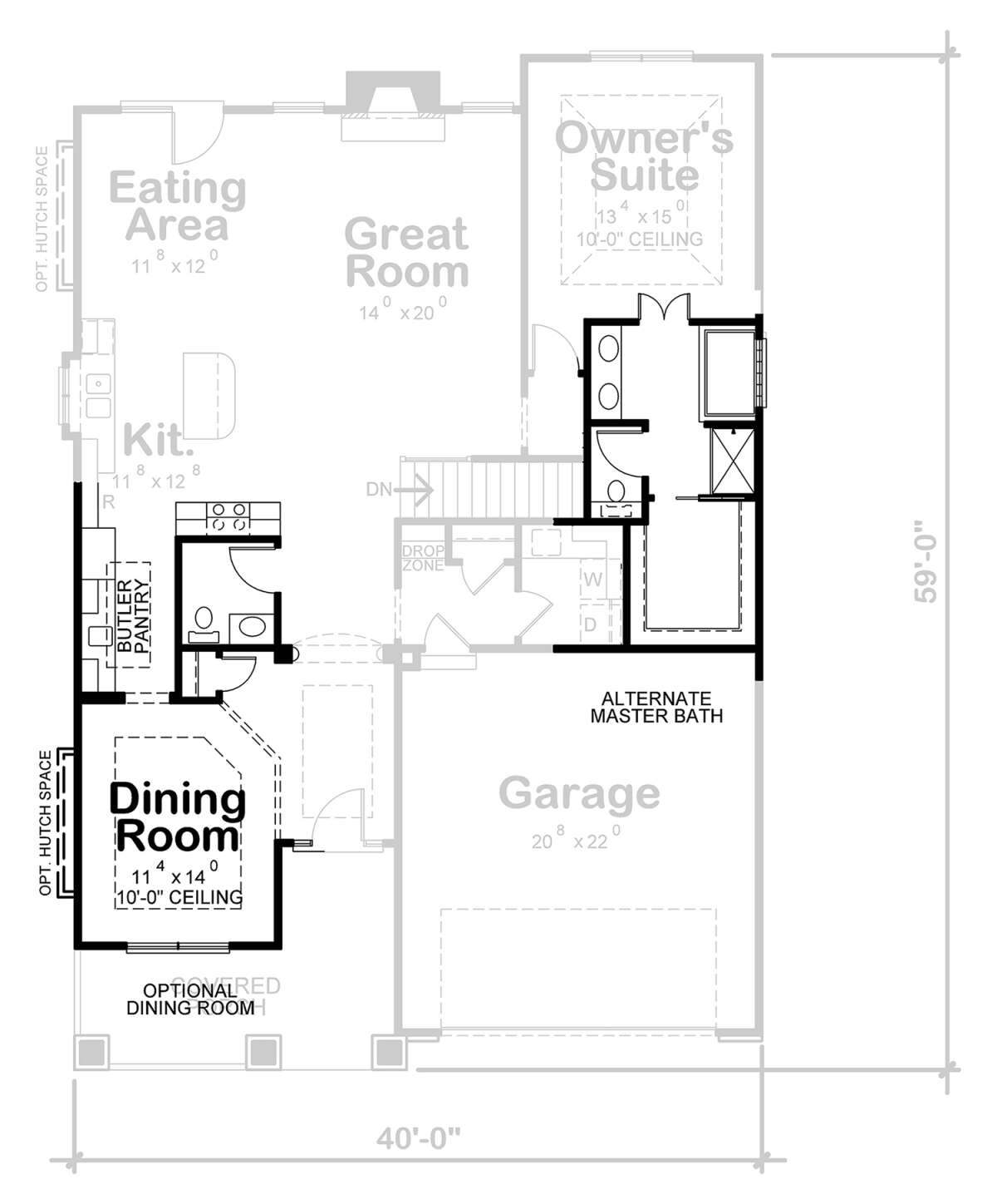 Alternate Main Floor Layout for House Plan #402-01775