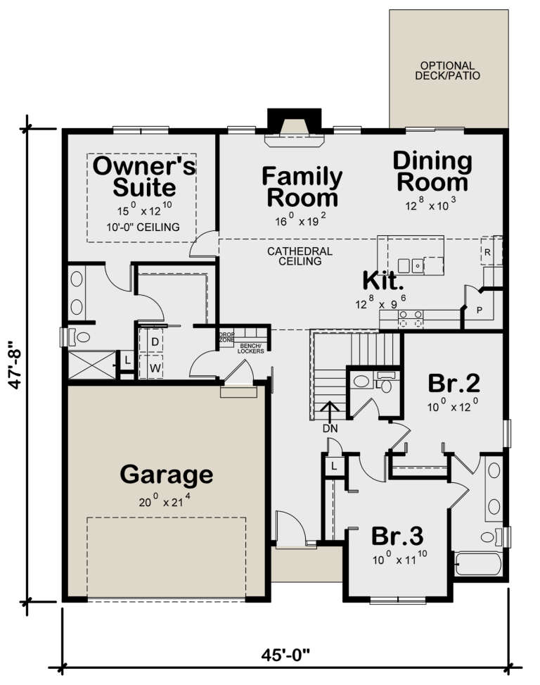 Traditional Plan - 1,642 Square Feet, 3 Bedrooms, 2.5 Bathrooms | Floor ...