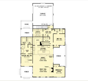 Main Floor w/ Basement Stair Location for House Plan #2865-00360