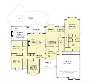 Main Floor w/ Basement Stair Location for House Plan #2865-00362